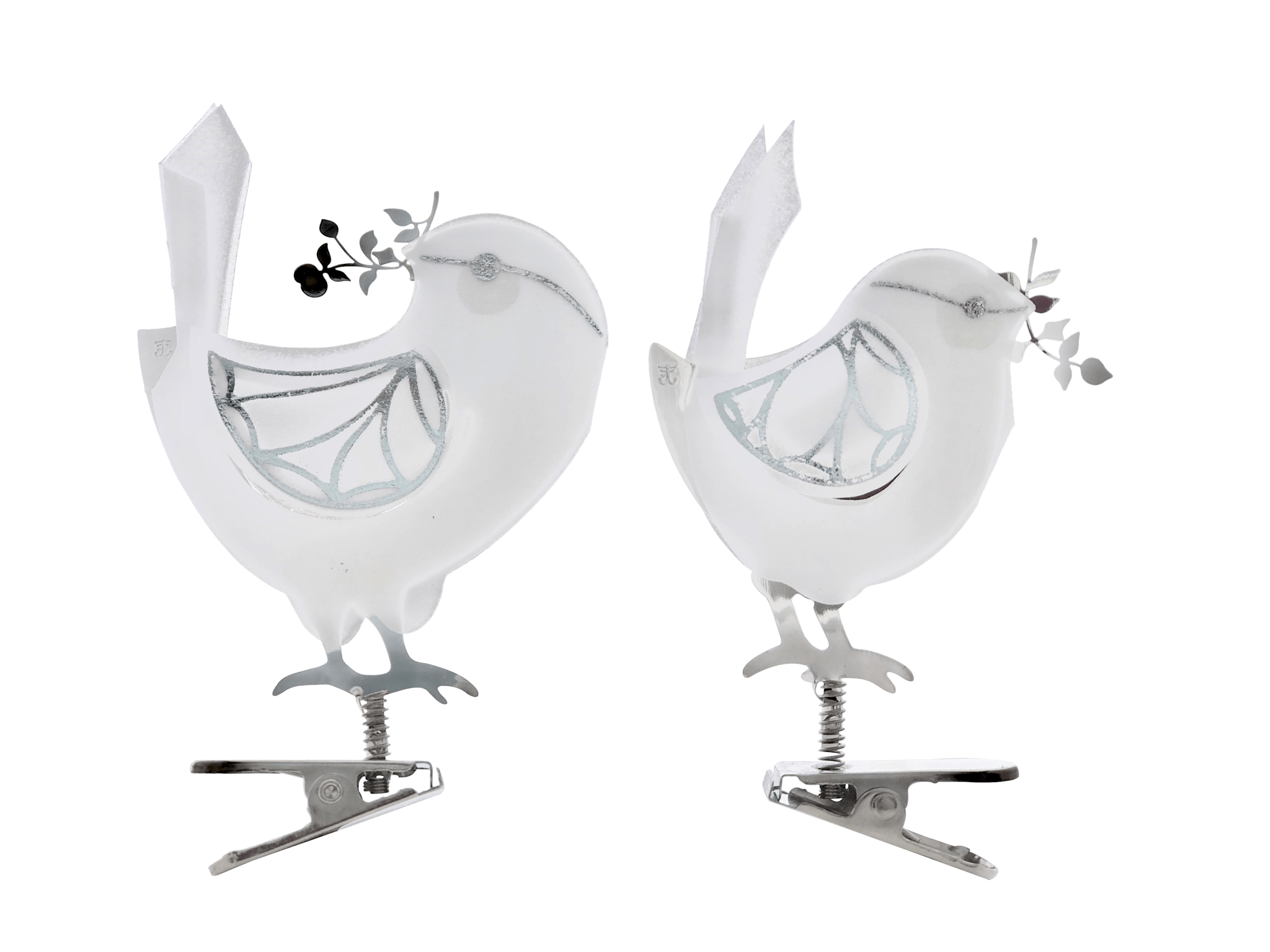 Vogel auf Clip, Silber, medium