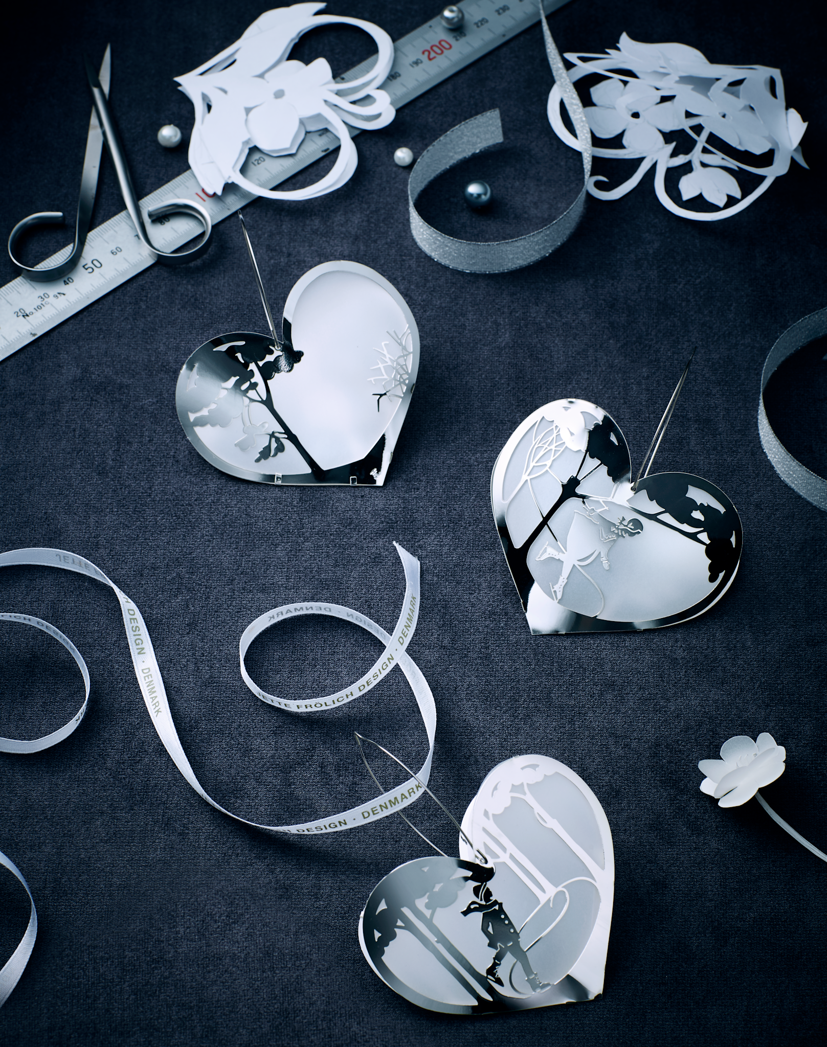 Silver Hearts with Skating Children (2 designs)