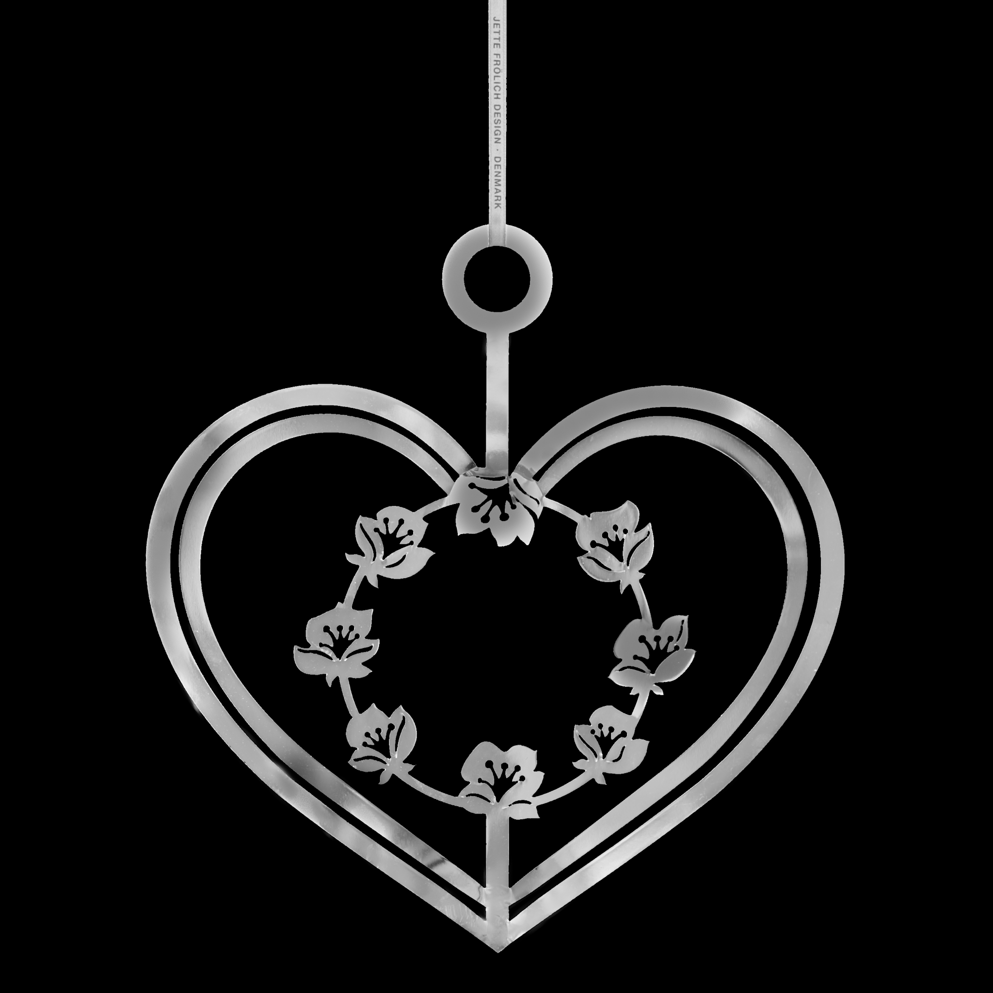 Silberherz mit Blumen, groß