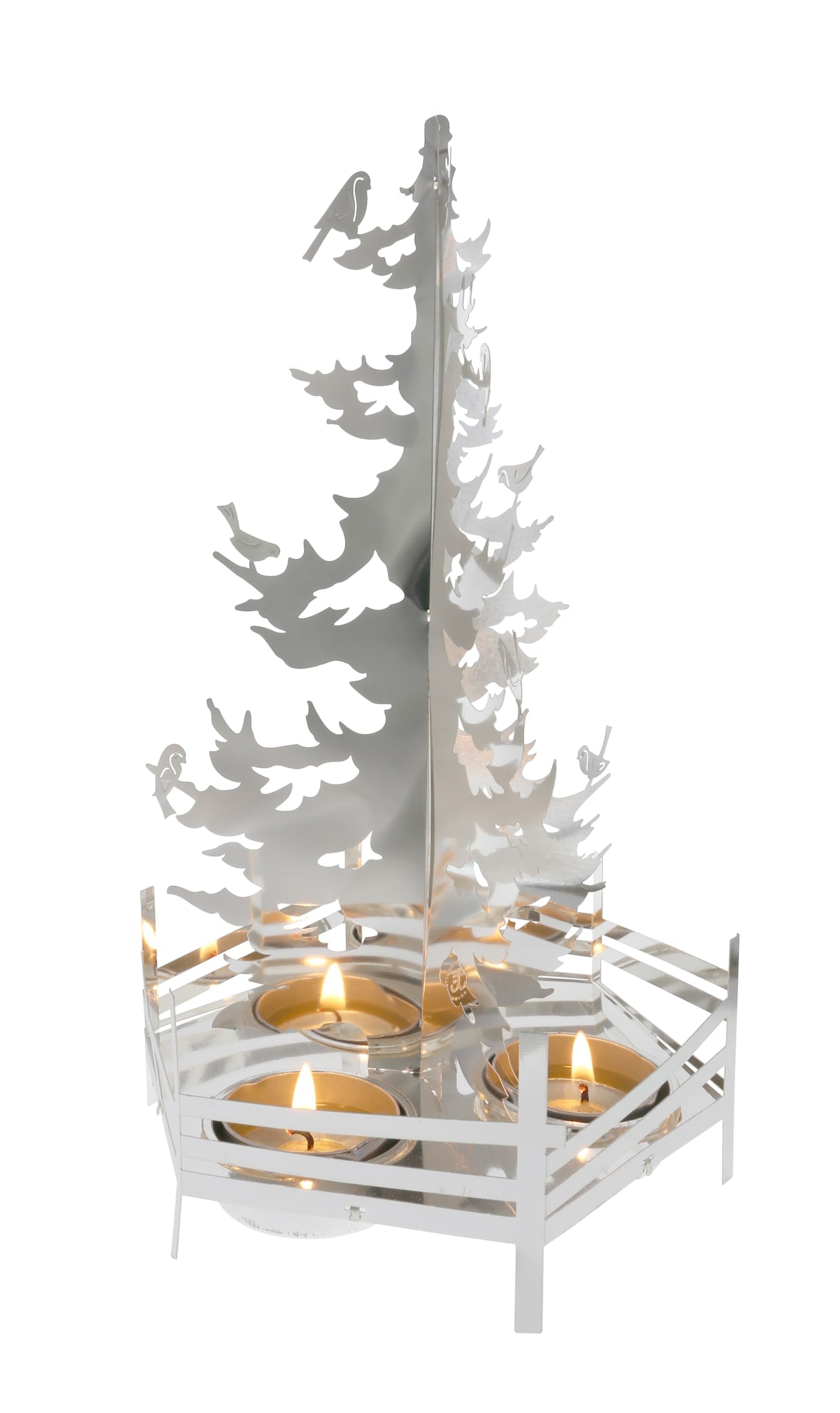 Winter Forest, Large Tree for Tealight Candles, Silver