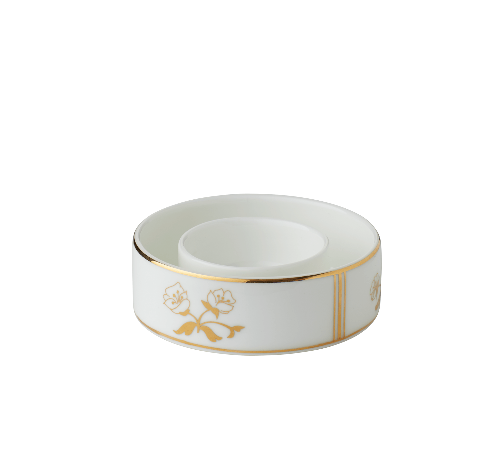 Candle holder with flowers & gold