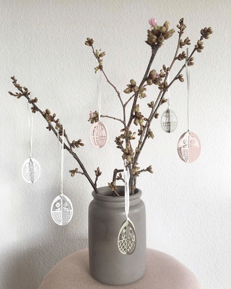 Påske Metal Æg, 3 Designs (Lyserød)