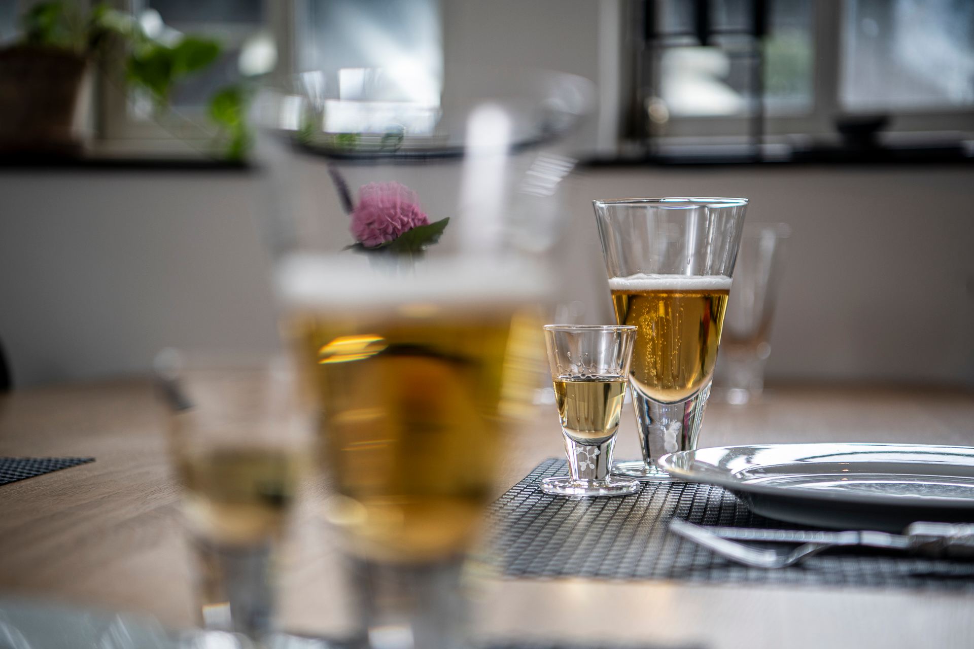 Snaps / Shot glass - Mouth blown with laser design inside the foot