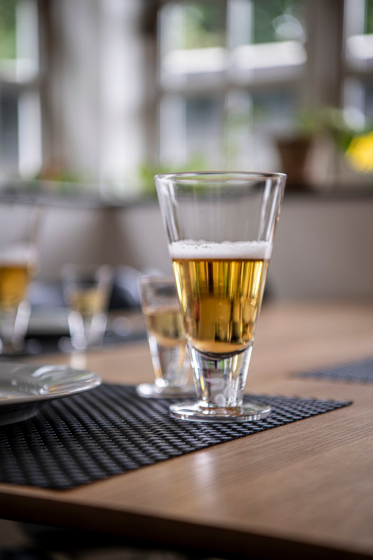 Beer glass - Mouth blown with laser design inside the foot