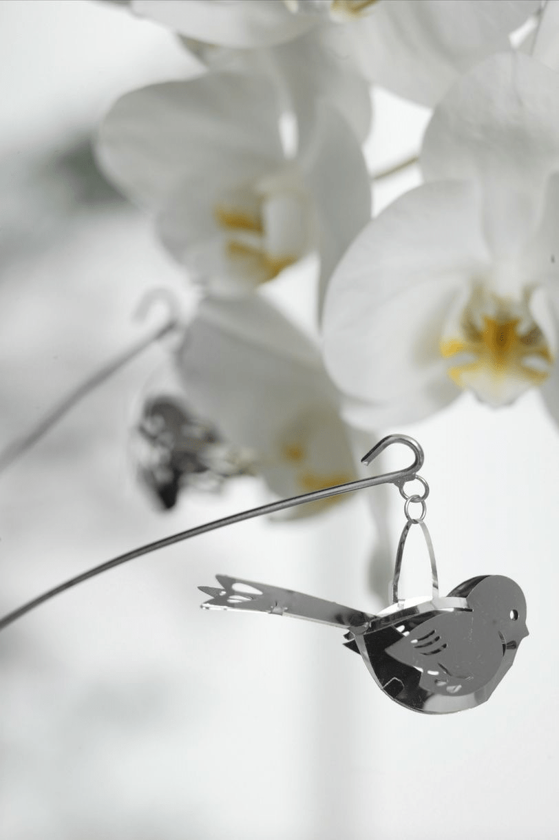 2 x Blomsterstrå med fugle, Sølv