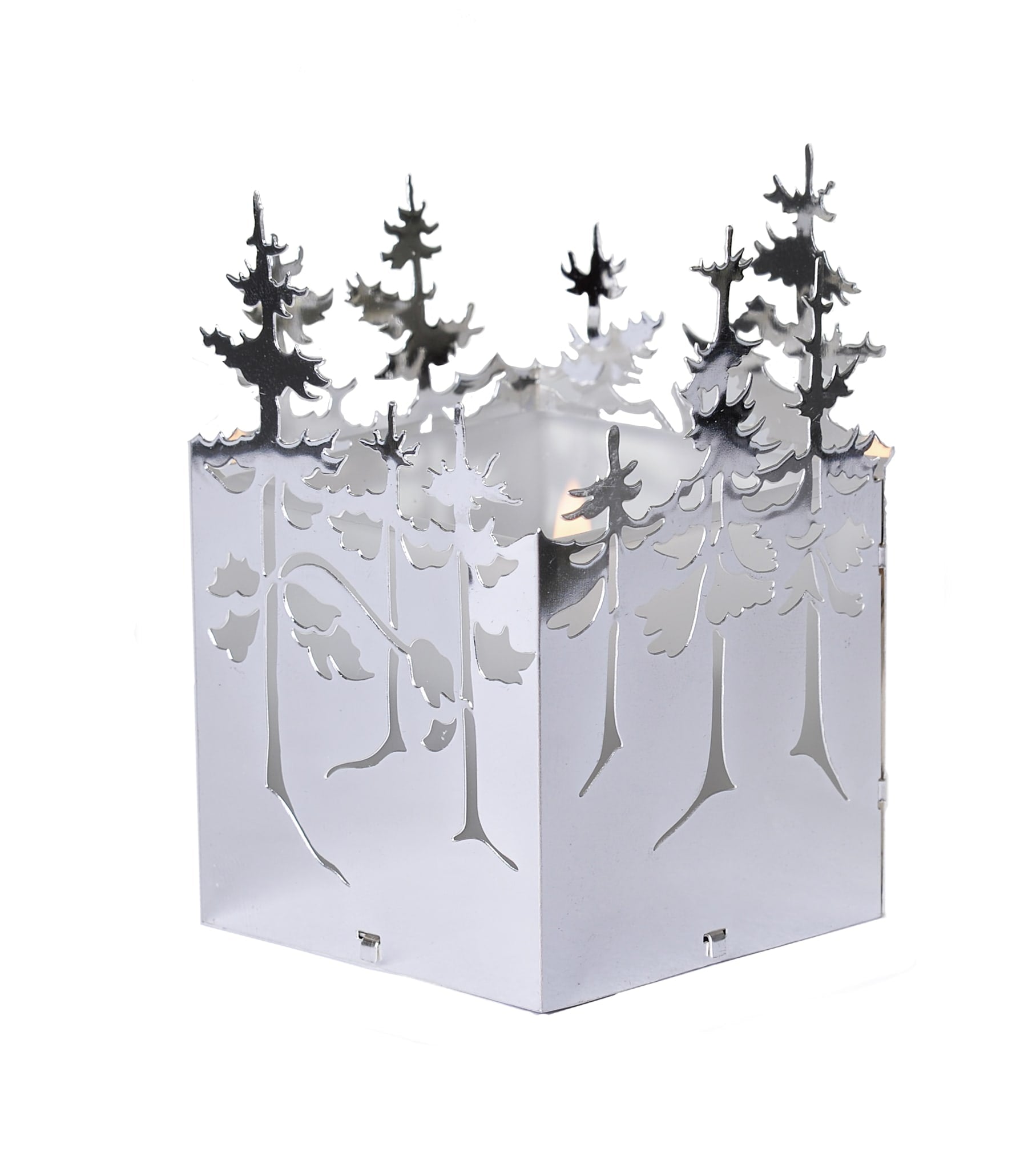 Winter Forest, Candle Lantern in Silver