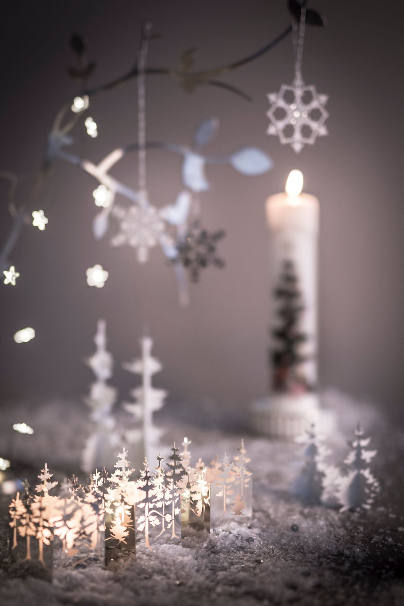 Winter Forest, Candle Lantern in Silver