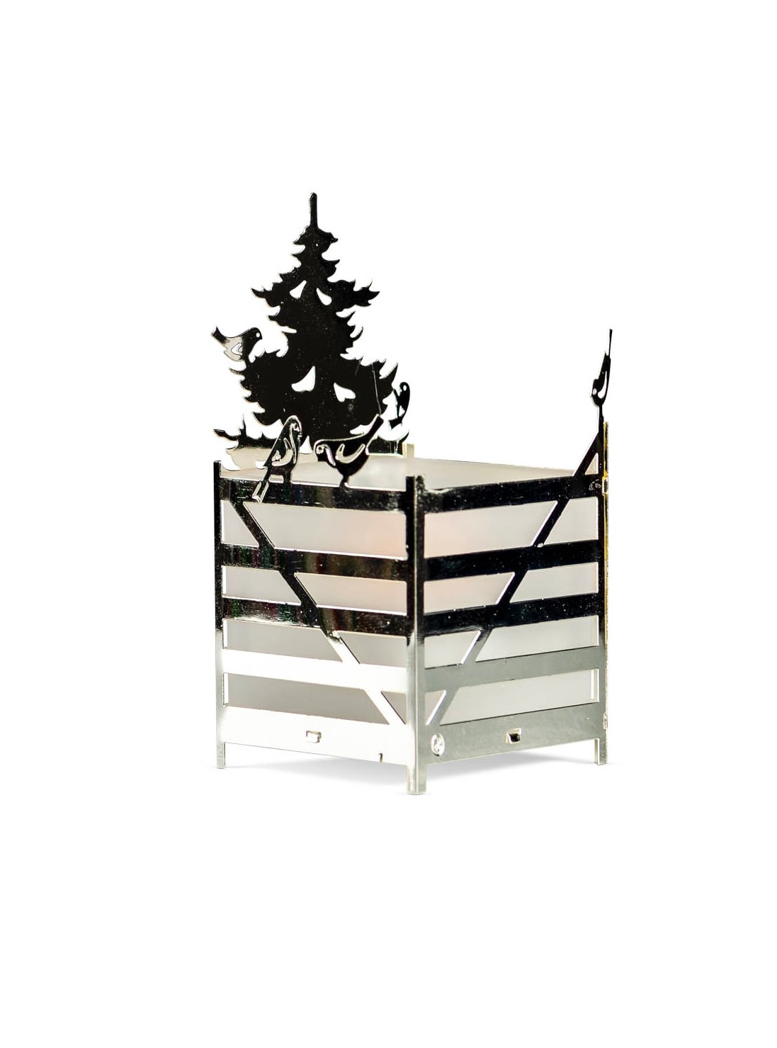 Winter Forest, Tealight Holder with Birds, Silver