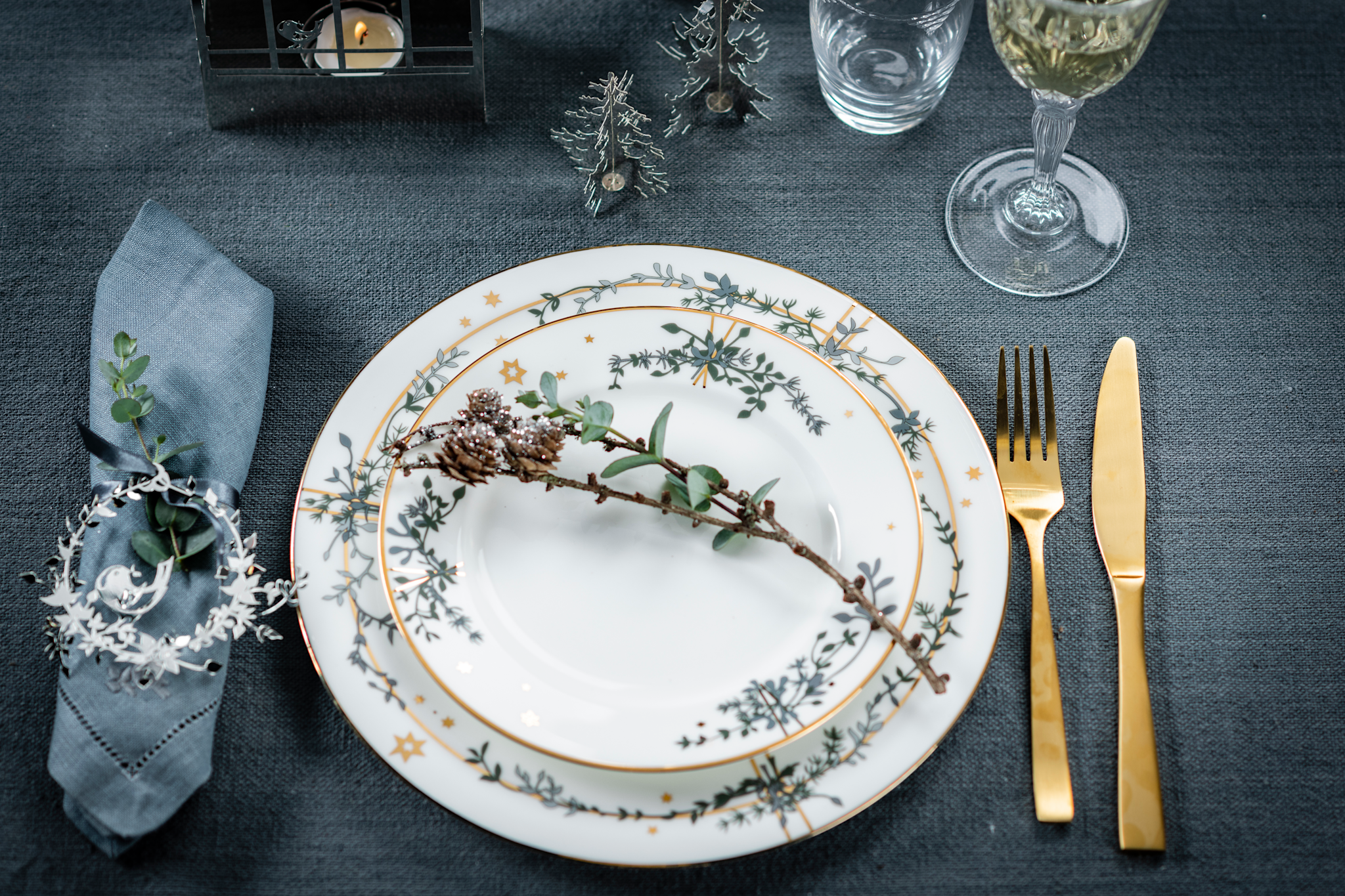 Vogel mit Blumenkranz, Silber, klein (2er-Pack)