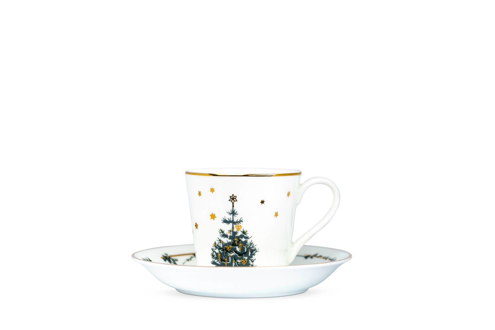 Winter Stars, Weihnachtstasse mit Untertasse - Weihnachtsbaum
