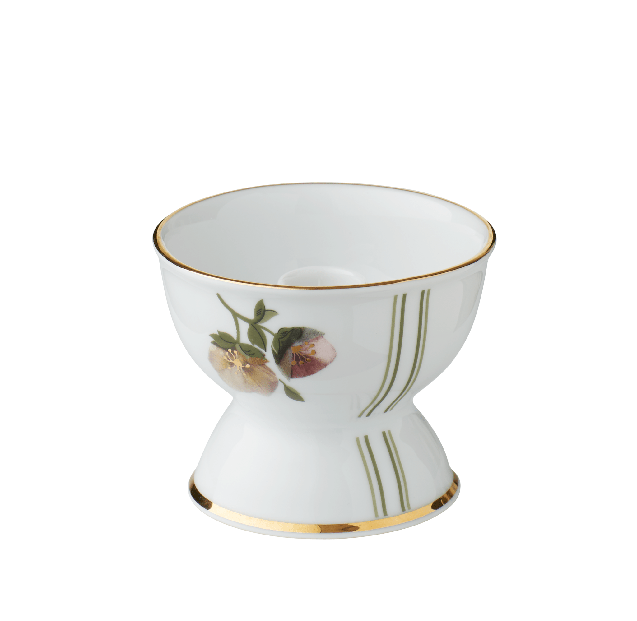 Porcelæn lysstage med blomster & guld