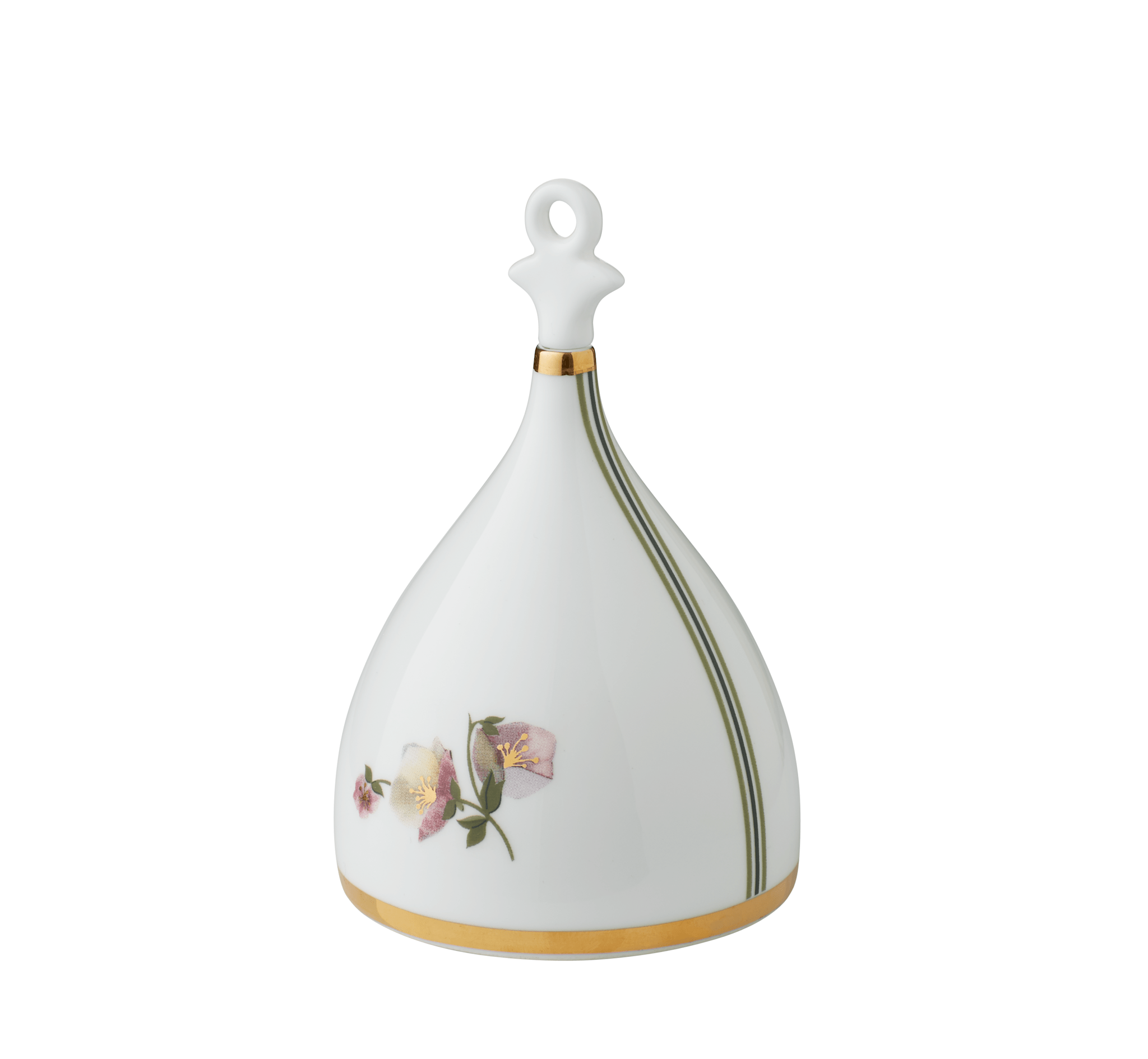 Porcelæn klokke med blomster & guld