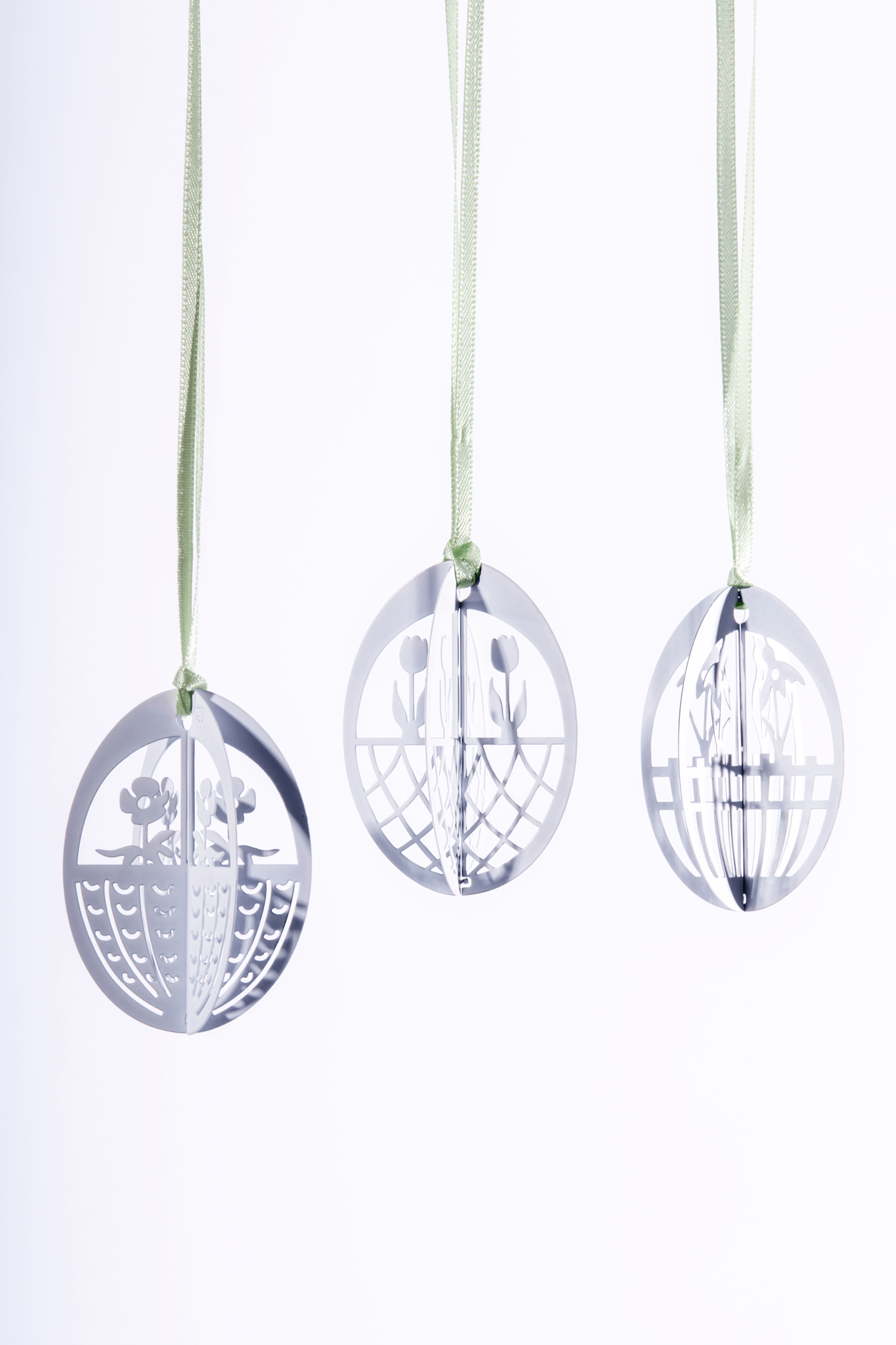 Metall-Ostereier - 3 Designs (Weiß)