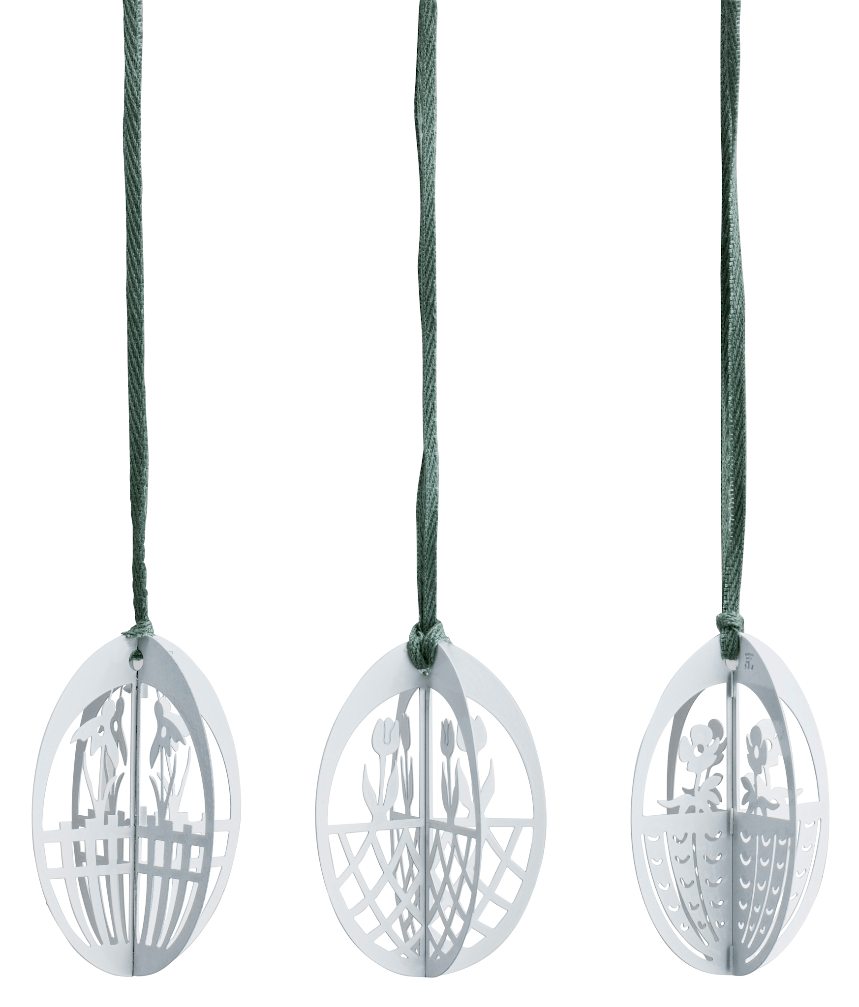 Metall-Ostereier - 3 Designs (Weiß)