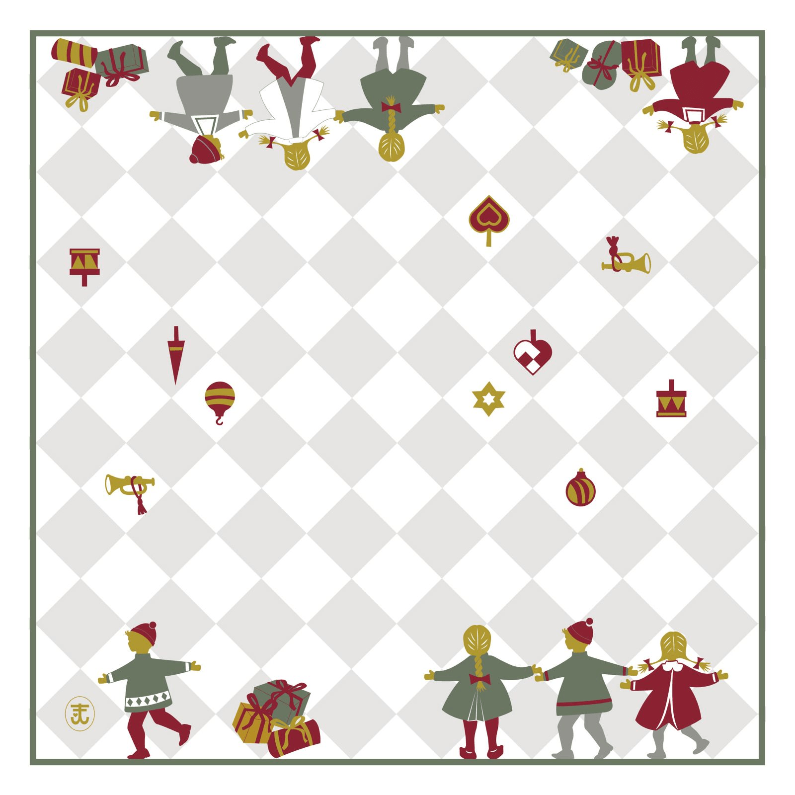 Serviette „Tanzende Kinder“, 36 x 36 cm (2 Stück).